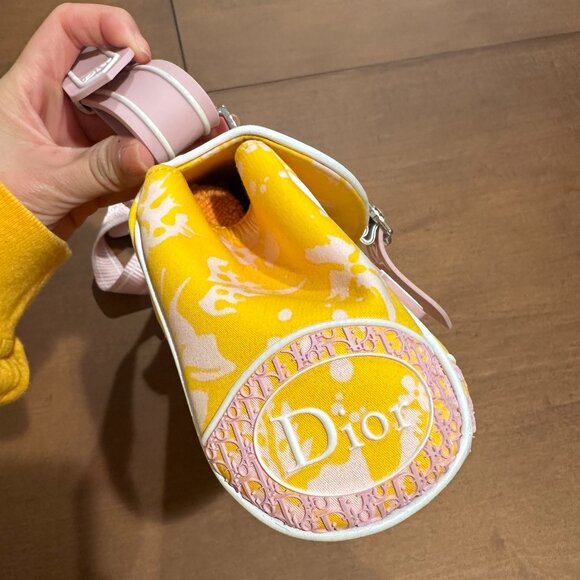 Christian Dior SS 2004 Surf Chick Yellow and Pink Floral Hibiscus Crossbody Bag - Picture 10 of 13